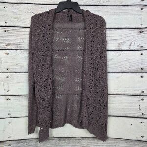 Maurices M Brown Open Knit Long Sleeve Cardigan